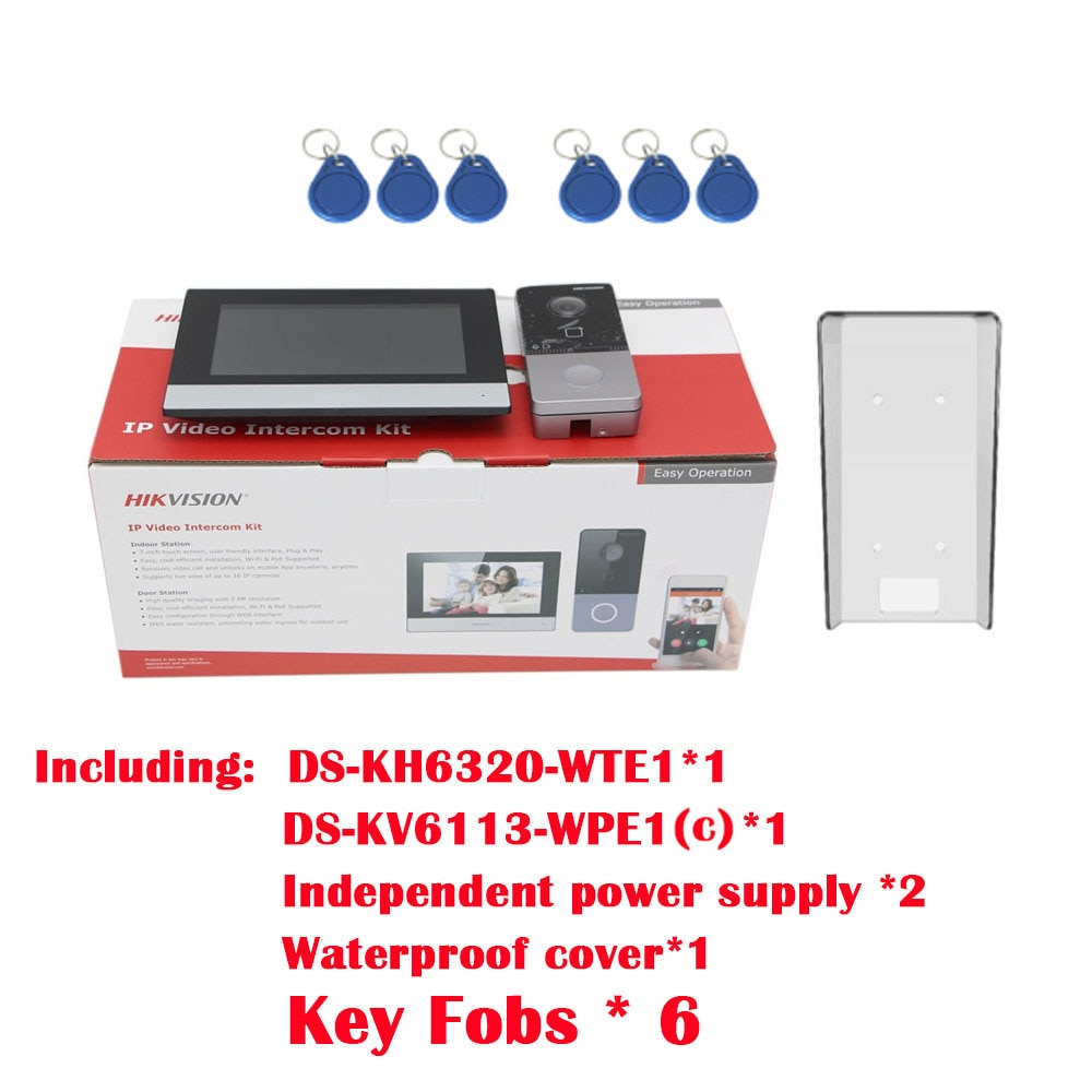 IP Video Intercom Kit DS-KIS603-P(C) Include DS-KV6113-WPE1+ DS-KH6320-WTE1 POE Doorbell Door Station WIFI Monitor